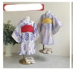 プティマイン　130cm 花柄 浴衣 帯 セット