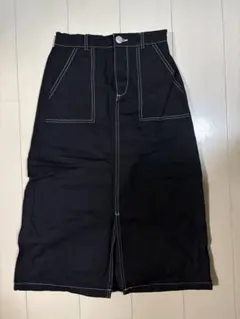 ブラック タイトスカート ステッチ スリット
