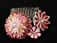ハンドメイド　つまみ細工和風ヘアコーム
