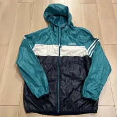 adidas ナイロンジャケット M ターコイズ/ネイビー