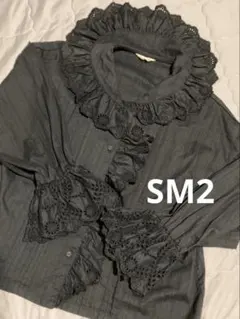 サマンサモスモス⭐︎【黒】SM2 綿ドビースカラップレースブラウス