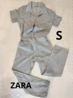 【美品】ZARA 半袖 つなぎ オールインワン サロペット グレーSのサムネイル