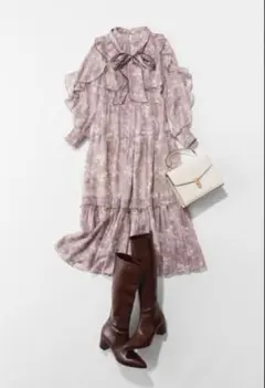 ꙳✧˖極美品꙳✧˖ Apuweiser-richeトーンフラワーワンピース　XS