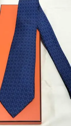 専用様 HERMES エルメス ネクタイ ブルー 総柄 チェーンモチーフ