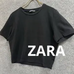 ZARA ザラ　黒 クロップドTシャツ　ショート丈　コットン