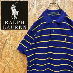 送料無料 ラルフローレン 刺繍ロゴ ボーダー ゆるだぼ00s ポロシャツ 半袖