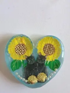 レジンヘアゴム72..ひまわり　黒猫　ハート　ヘアゴム　ねこ　黒