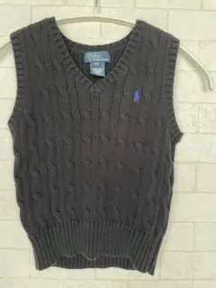 子供服　ポロラルフローレン　ベスト　ブラック　コットン　体温調節　ポロ　ニット