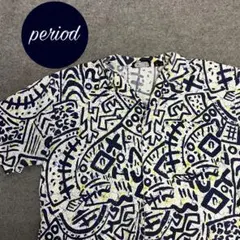 P2151 CAPRICORN 開襟　総柄　ボックスシルエット　半袖シャツ　古着