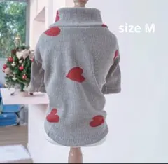 【SALE❤️】M ハート柄　春秋冬　トップス　犬服　グレー　可愛い　女の子