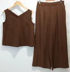 PLST ソフトストレッチツイル 上下セットアップ ブラウン M