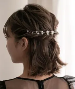 パール ヘッドドレス アクセサリー 結婚式 お呼ばれヘア