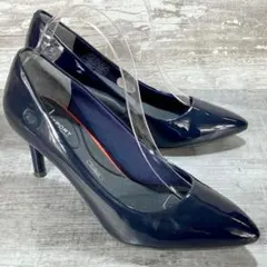 604　ROCKPORT エナメルパンプス　ネイビー　 ハイヒール　25.0cmのサムネイル