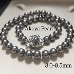 極美品✨超特大】あこや真珠 8.5mm ネックレス グレーバール 本真珠 