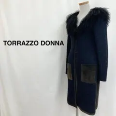 トラッツォドンナ ファー付きニットカーディガン ブラック 　レディース