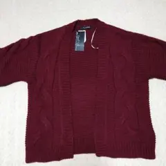 【新品未使用】ケーブル編みカーディガンS