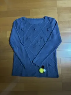 格安 綿混ニット セーター ダルブルー 色 M