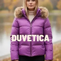 【極美品】DUVETICA ダウンJKサイズＭ40 パープルピンクFOXファー/