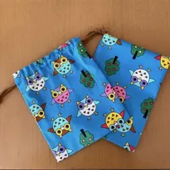 給食セット　ハンドメイド　フクロウ　入園　入学準備　コップ袋 給食袋 ランチョン