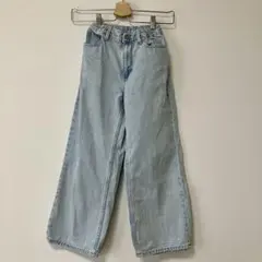 GU キッズ デニムパンツ 130 ワイドパンツ ライトブルー 美品