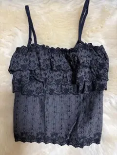 ブラック ローズ刺繍 フリル キャミソールのサムネイル