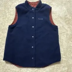 familiarキッズ リバーシブル キルティングベスト ネイビー チェック柄
