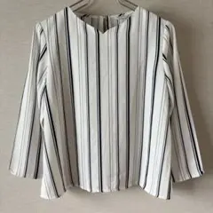 GLACIER グラシア ハニーズ ブラウス 七分袖 ストライプ M オフィス