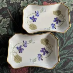 アビランド ❶BBプレート(スミレ柄)❷プレート(スミレ柄)❸ケーキサーバー アビランド ❶BBプレート(スミレ柄)➁プレート(スミレ柄)➂
