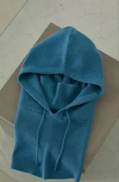 ⚡️RIM.ARK⚡️フリーサイズ フード　ブルー　ニット　シンプル