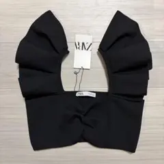 ZARA フリルビスチェ ブラック EUR M