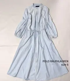 現行　ポロラルフローレン　デニムワンピース　マキシ丈　ヴィンテージ加工　Aライン