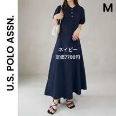 【のりこ様】ポロ衿ワンピース M ネイビー ロングワンピース