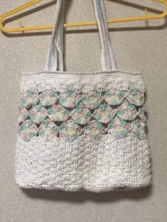 毛糸バッグ　ニットバック　モチーフ編みのバッグ　かぎ編み　手編み　ハンドメイド