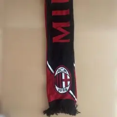 AC Milan マフラー 赤と黒 フリンジ付き