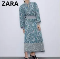 ZARA ザラ ワンピース マキシ丈 ジャガード ペイズリー　花柄　長袖　総柄