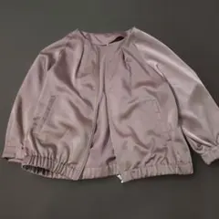 ピンク サテン ジップアップ ボンバージャケット