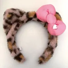USJ キティ ヒョウ柄 カチューシャ ピンク リボン