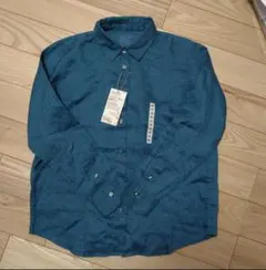 ★新品【無印良品】MUJI　リネン洗いざらし　レギュラーカラー　長袖シャツ　М