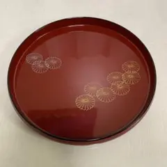 お盆　漆器　山中塗り菓子入れ 花模様