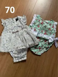 70㎝　女の子　夏　ロンパース　まとめ売り　ノースリーブ　バースデーフォト　花柄