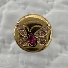 【スワロフスキー】タックピン　ゴールド　蝶　バタフライ　ピンク