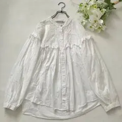 ZARA ラッフルフリル　シャツ　ブラウス（M〜L）ホワイトのサムネイル
