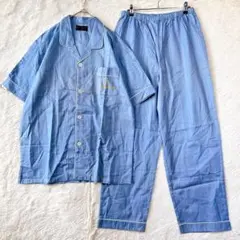 ジャンニバレンチノ　パジャマセット　メンズ　Lサイズ　コットン100％　ブルー