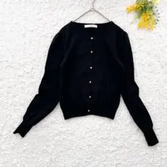 エフデ　ニットカーディガン　ウール100% 黒　M 羽織り　金ボタン　重ね着