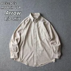 USA製 80s 90s ARROW シャツ 長袖 無地 ビンテージ XL 古着のサムネイル