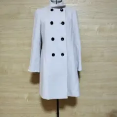ケティ　カシミヤ混　ダブルブレスト ロングコート ライトグレー