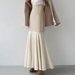louere 薄手 ハイウエスト 異素材 切替 マーメイド スカート 美品
