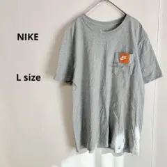 NIKE ナイキ　半袖Tシャツ　L グレー　Swoosh 胸ポケット　ロゴ