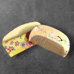 【値下げ】 つげ櫛花櫛小判 蒔絵 桜 京都 井和井 本づけ 櫛 くし きいろのサムネイル
