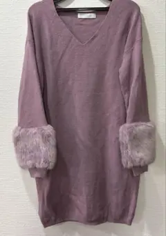 セシルマクビー　ニットワンピース　くすみパープル　M